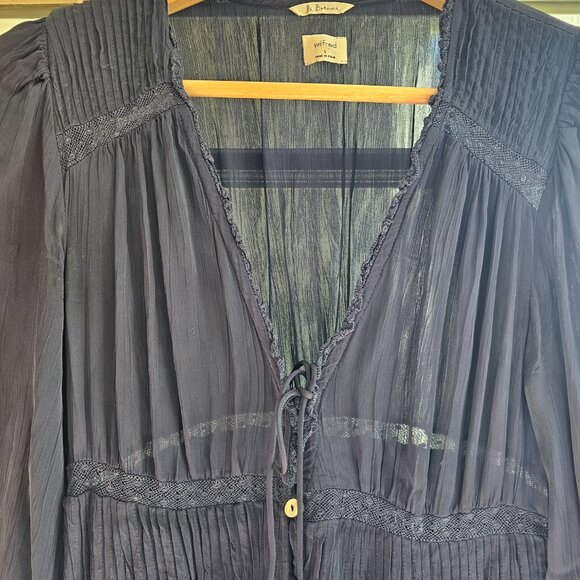 Dark Navy Wilfred Dark Academia Silky Dress - Picture 3 of 8